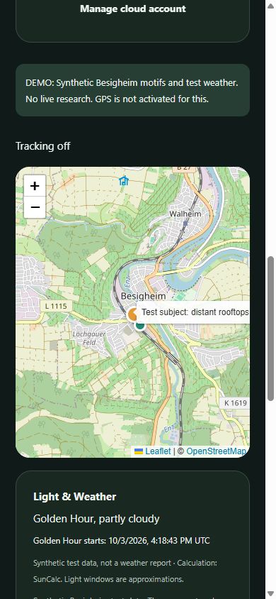 Lumina Fotospot-Karte auf einem schmalen Smartphone-Bildschirm.